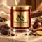 MAISON NOOR Black Cardamom and Cream red glass candle with gold lid, styled with black cardamom, cinnamon, peppercorns, ginger, chestnut and warm wood.