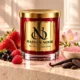 MAISON NOOR Pink Sugar Crystals candle with strawberries, black currants, raspberries, pink sugar, freesia, vanilla and tonka beans.
