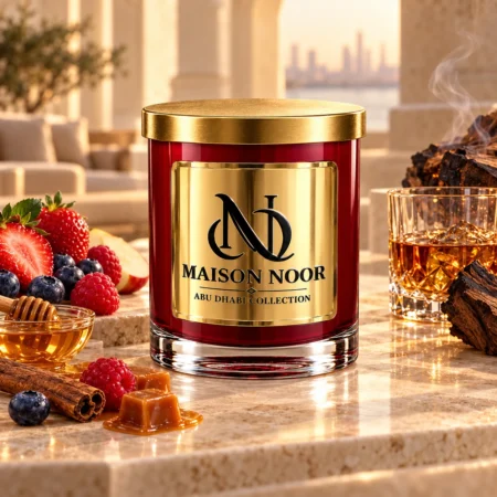 MAISON NOOR Wildberry Mead candle with berries, apple, honey, cinnamon, caramel, bourbon and oak.